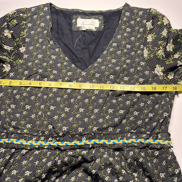 Anthropologie Karoline Tiered Maxi Boho Dress Floral Black Womens 10 - Picture 4 of 8